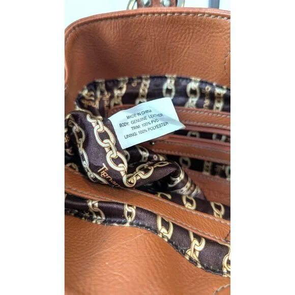 Tignanello Perfect 10 pebbled leather satchel top handle purse orange terracotta - Picture 12 of 14